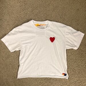 Aviator Nation White Tee with Red Heart